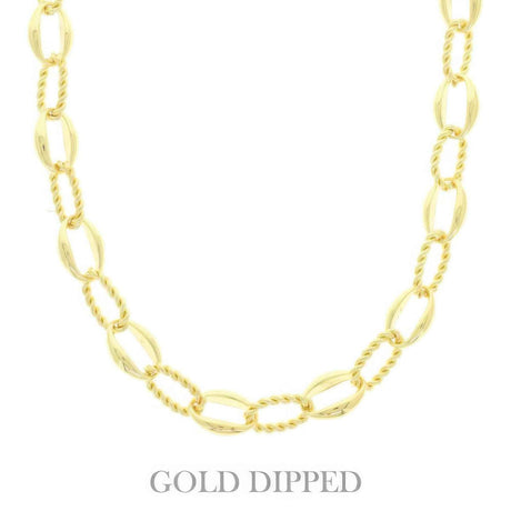Gold Plated Textured Chain Necklace
