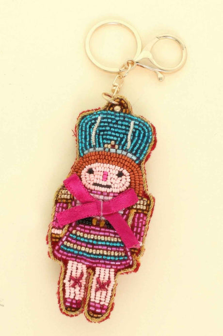 Christmas Nutcracker Seed Beaded Keychain
