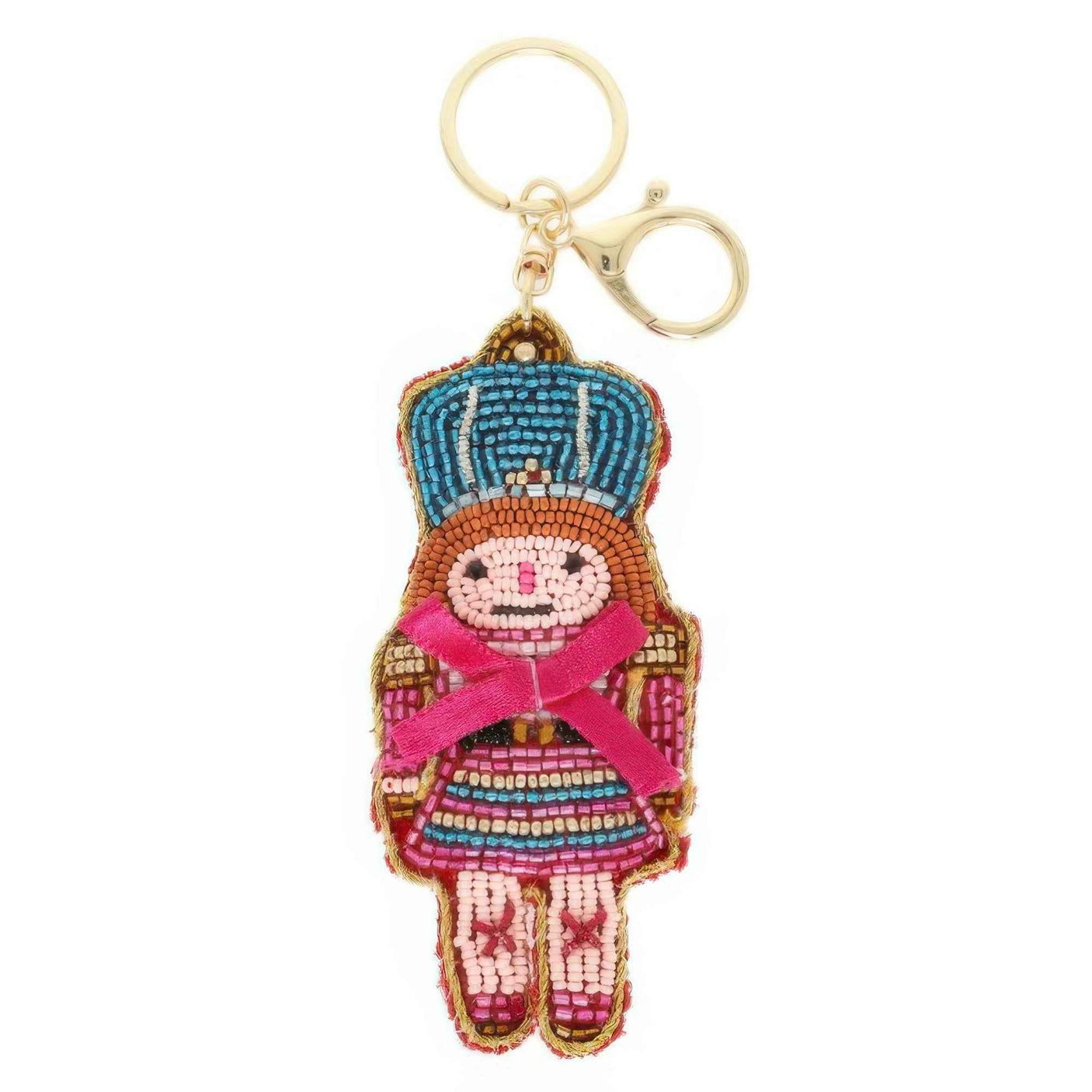 Christmas Nutcracker Seed Beaded Keychain