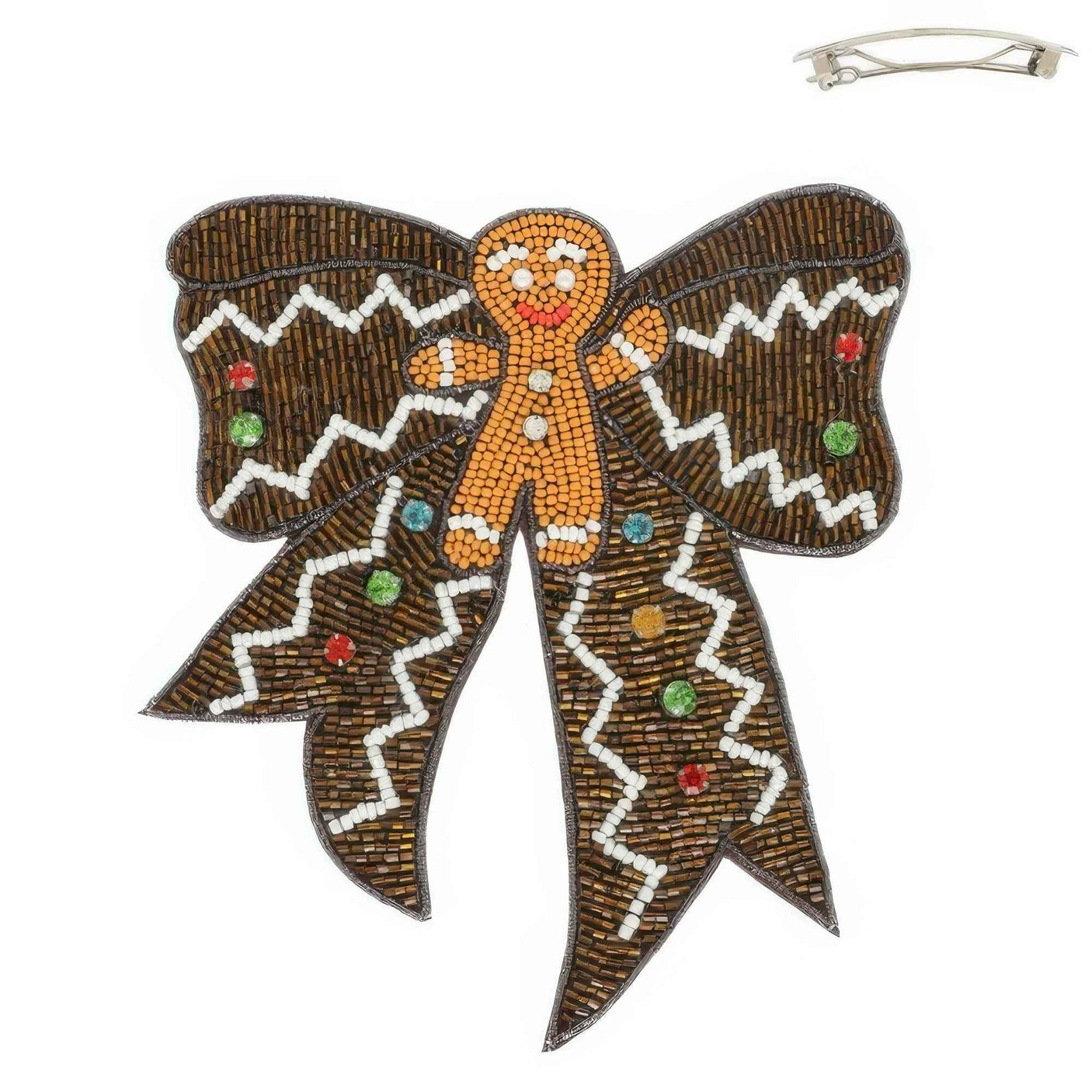 Christmas Gingerbread Bow Barrette Hair Clip