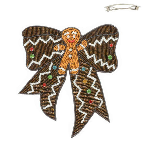 Christmas Gingerbread Bow Barrette Hair Clip
