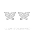 Gold Dipped Cz Butterfly Stud Earrings
