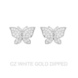 Gold Dipped Cz Butterfly Stud Earrings