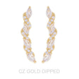 Gold Dipped Cz Petal Cut Vine Crawler Earrings