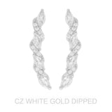 Gold Dipped Cz Petal Cut Vine Crawler Earrings