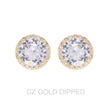 Gold Dipped Cz Halo Stud Earrings