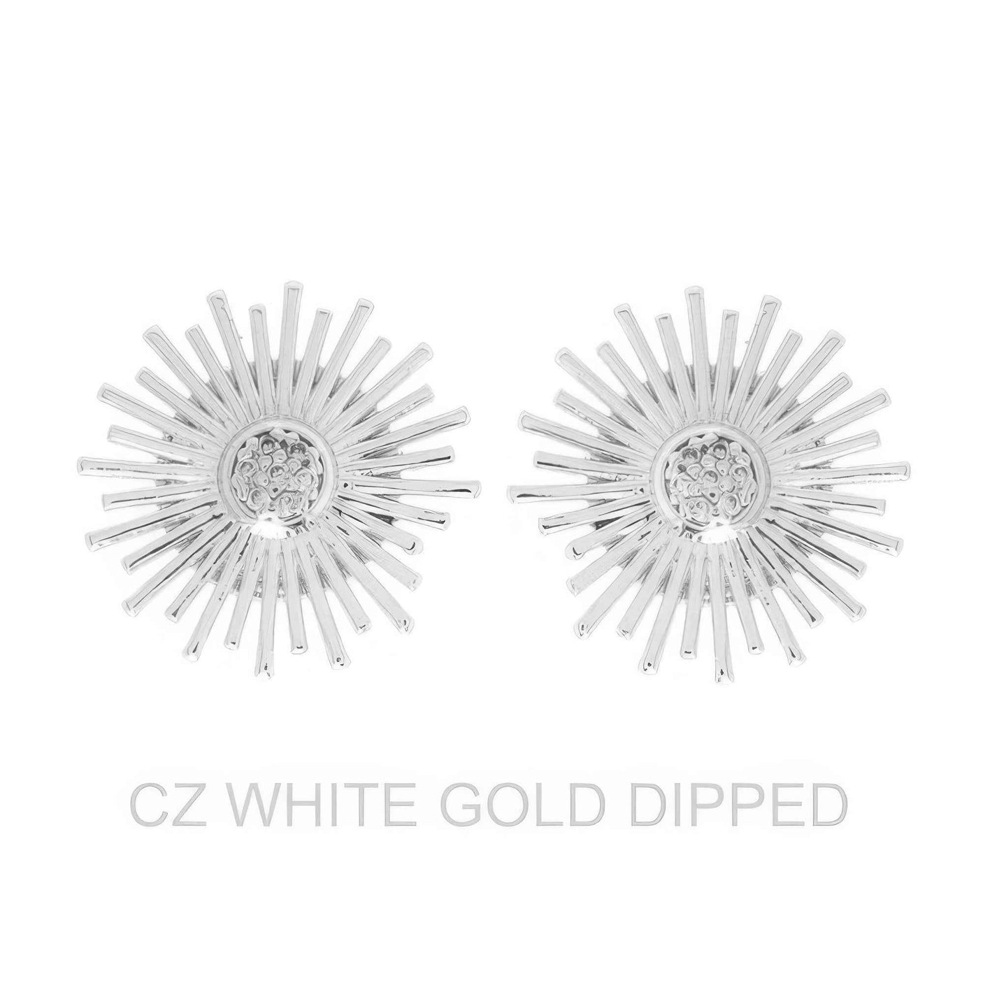 Gold Dipped Cz Shining Sun Drop Earrings