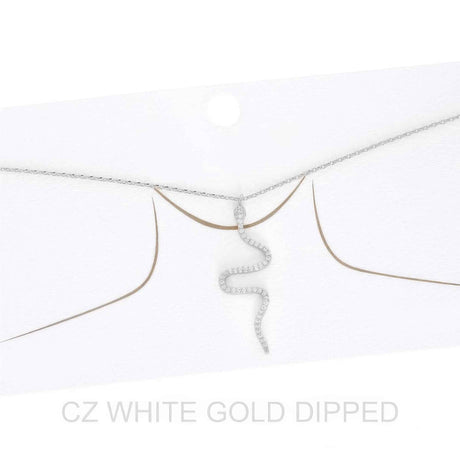Women's Gold Dipped Cz Pave Snake Necklace