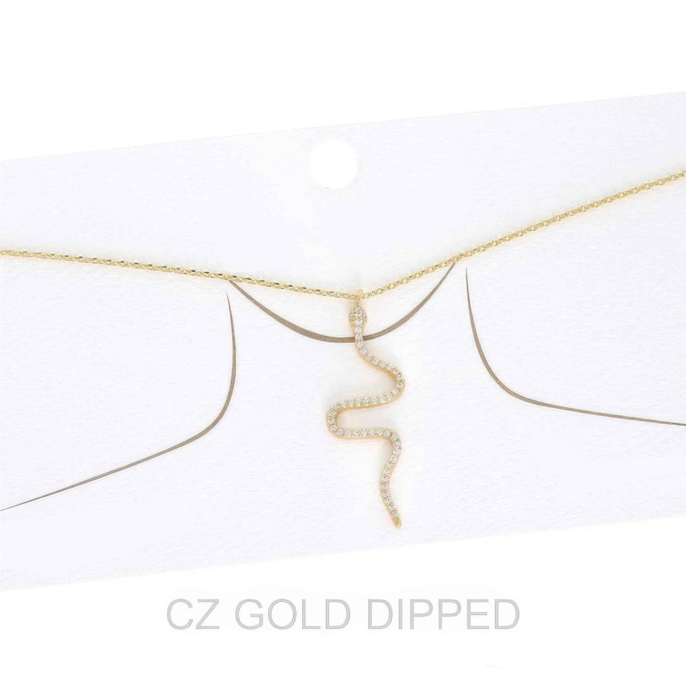 Women's Gold Dipped Cz Pave Snake Necklace