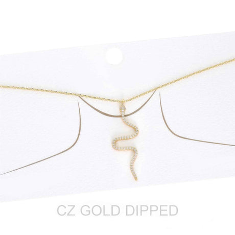 Women's Gold Dipped Cz Pave Snake Necklace
