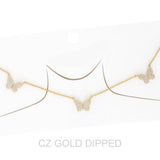 Women's Gold Dipped Cz Pave Butterfly Necklace