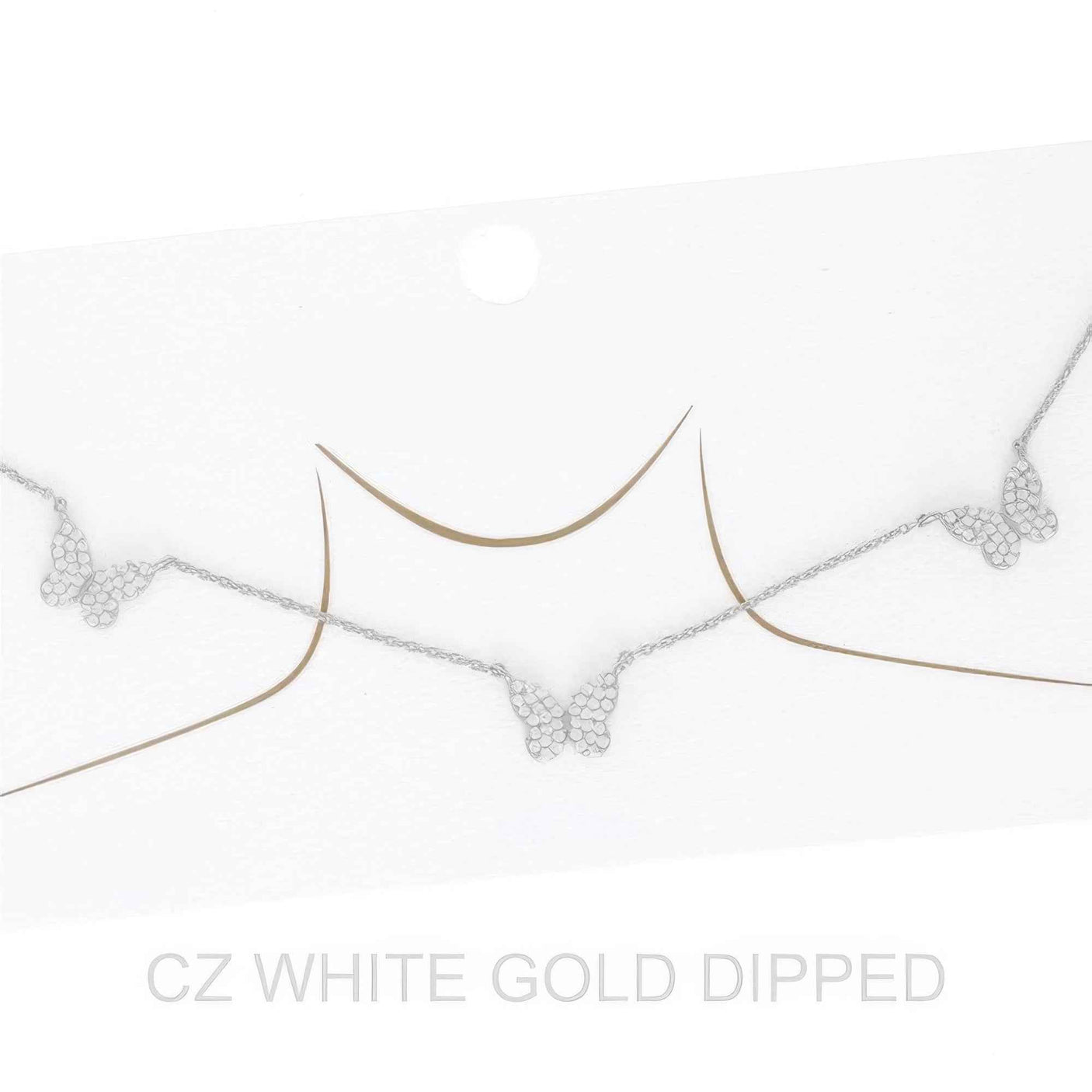 Women's Gold Dipped Cz Pave Butterfly Necklace