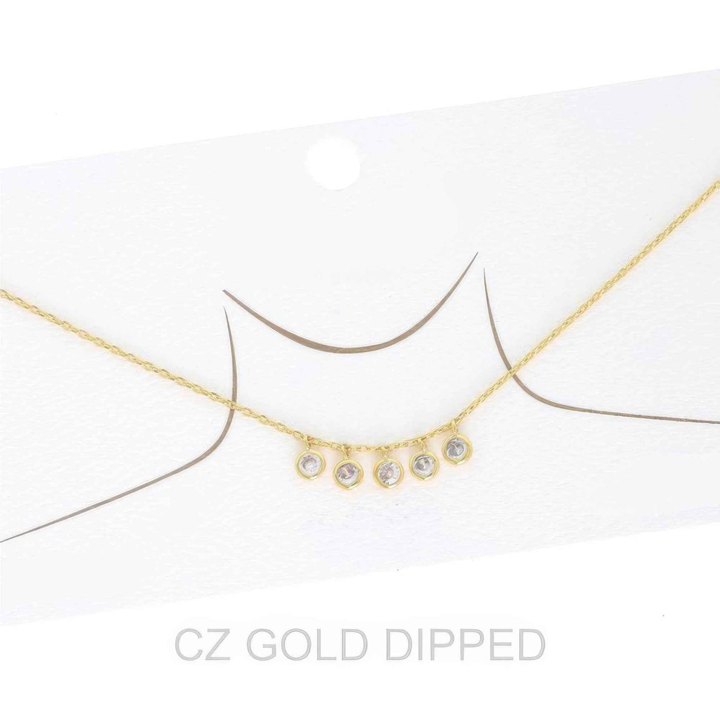 Women's Gold Dipped Cz Disc Multi Charm Necklace