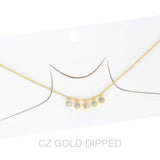 Women's Gold Dipped Cz Disc Multi Charm Necklace