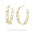 38mm Gold Plated Cz Evil Eye Half Hoop Earrings