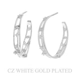 38mm Gold Plated Cz Evil Eye Half Hoop Earrings