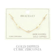 Gold Plated Pearl Cz Station Bracelet