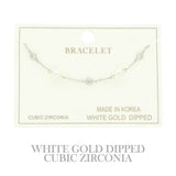 Gold Plated Pearl Cz Station Bracelet