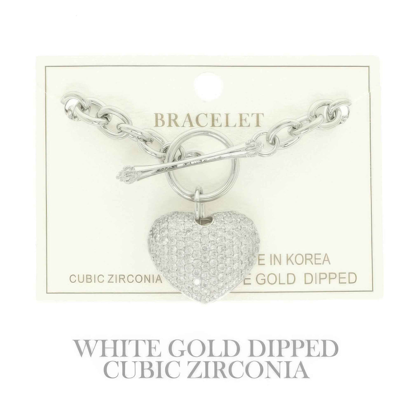 Gold Plated Cz Heart Charm Bracelet
