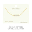 Gold Plated Cz Bar Chain Bracelet