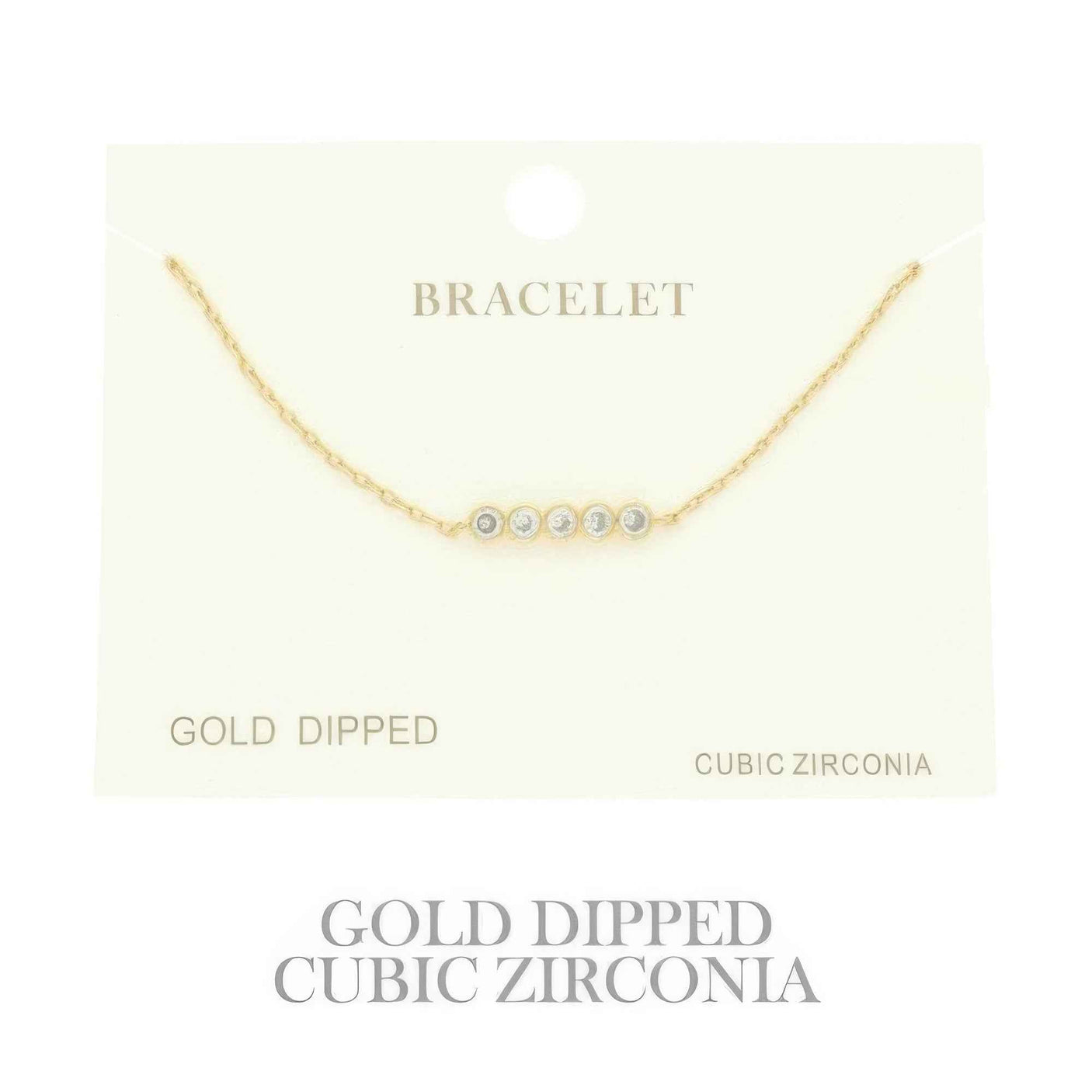 Gold Plated Cz Bar Chain Bracelet