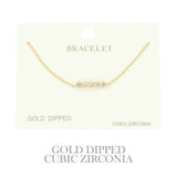 Gold Plated Cz Bar Chain Bracelet