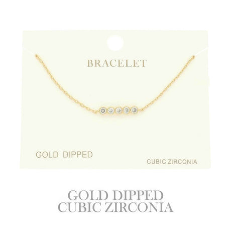 Gold Plated Cz Bar Chain Bracelet