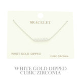 Gold Plated Cz Bar Chain Bracelet