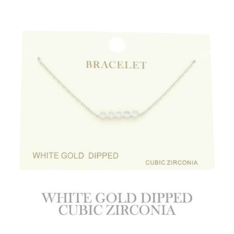 Gold Plated Cz Bar Chain Bracelet