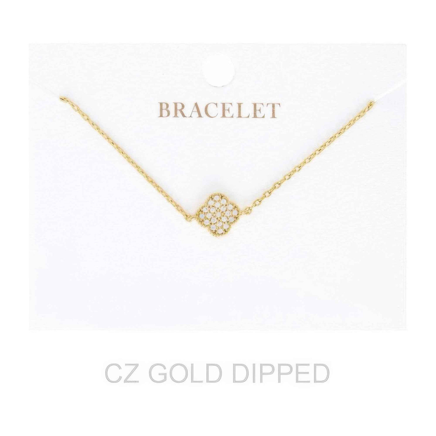 Women's Gold Dipped Cz Quatrefoil Bracelet