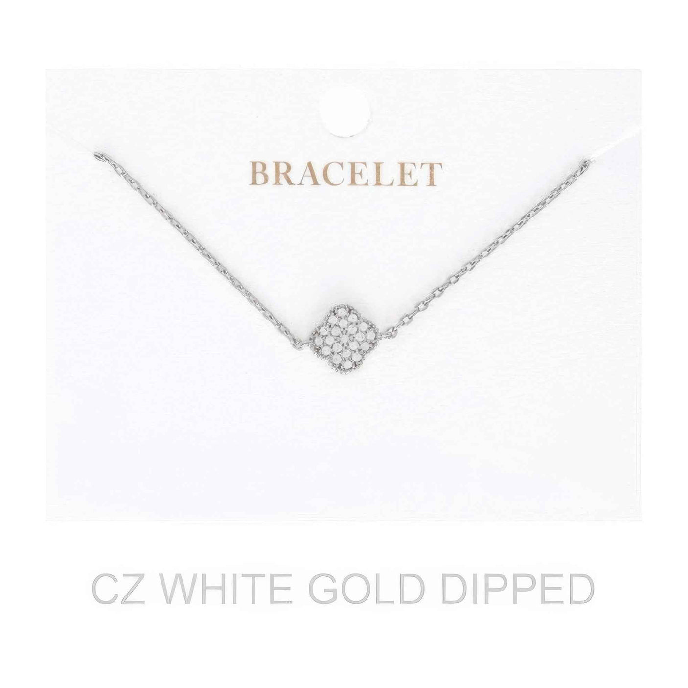 Women's Gold Dipped Cz Quatrefoil Bracelet