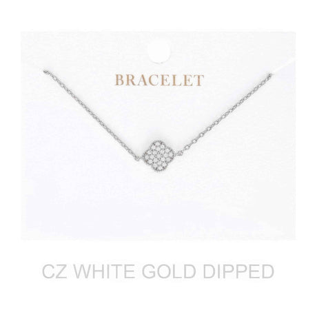 Women's Gold Dipped Cz Quatrefoil Bracelet