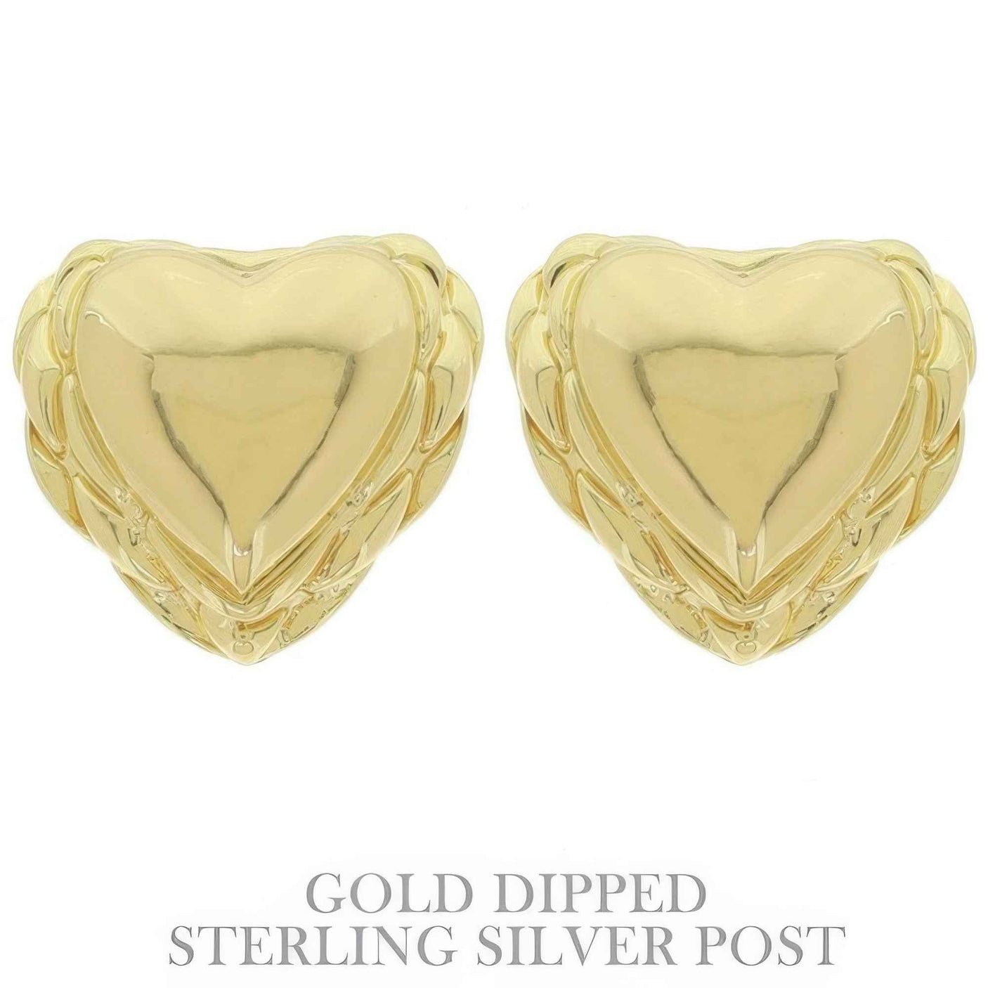 Flash-plated Scallop-edged Heart Earrings