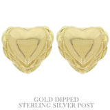 Flash-plated Scallop-edged Heart Earrings