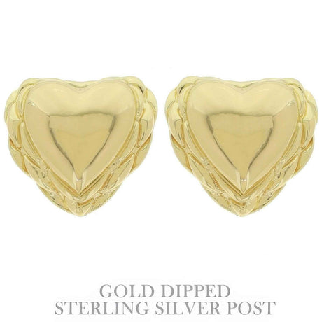 Flash-plated Scallop-edged Heart Earrings