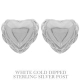 Flash-plated Scallop-edged Heart Earrings