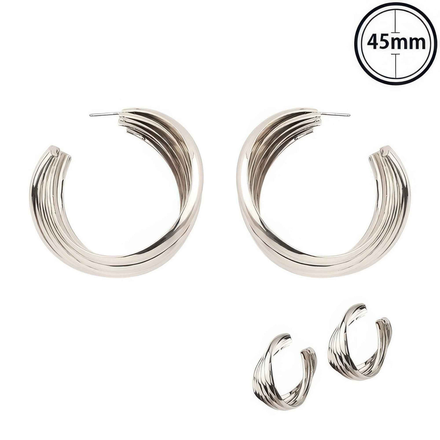 Flash-plated Twisted Bedded Hoop Earrings