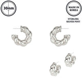Flash-plated Twisted C-hoop Earrings