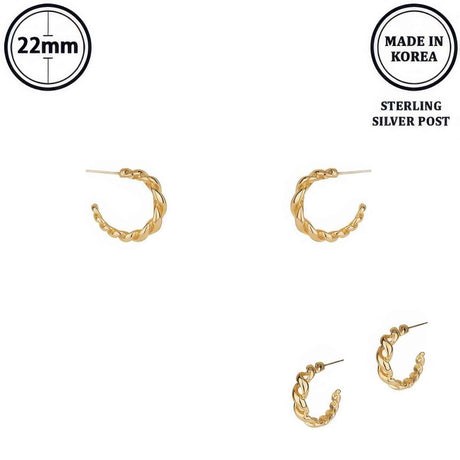 Flash-plated Twisted C-hoop Earrings