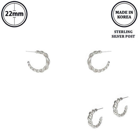 Flash-plated Twisted C-hoop Earrings