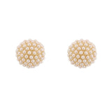 Gold Plated Pearl Pave Sphere Ball Earrings