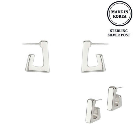 Flash-plated Open Square Hoop Earrings