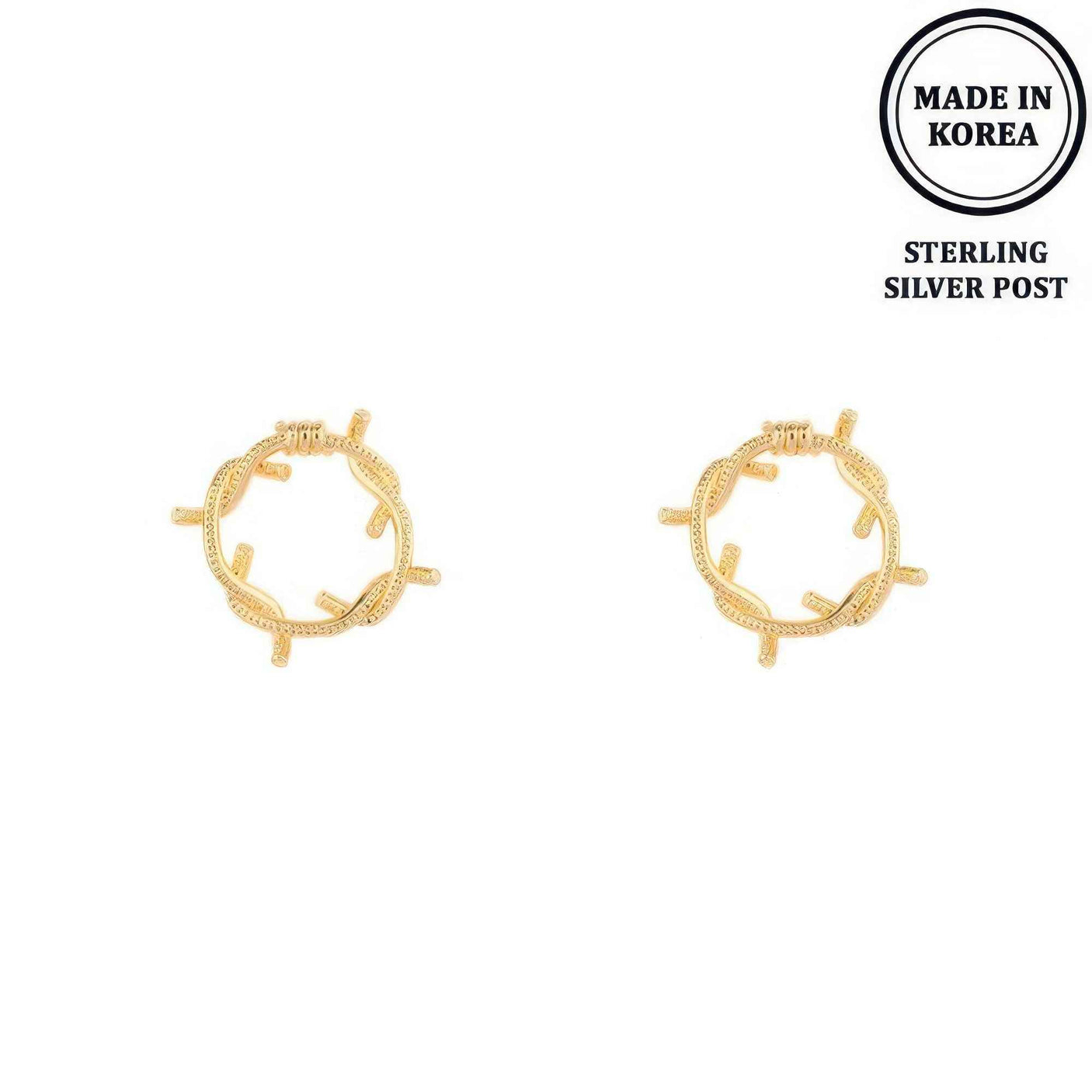 Flash-plated Twisted Wire Open Circle Earrings