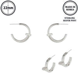 Flash-plated Lugged Open Hoop Earrings