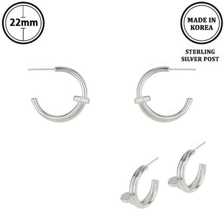 Flash-plated Lugged Open Hoop Earrings