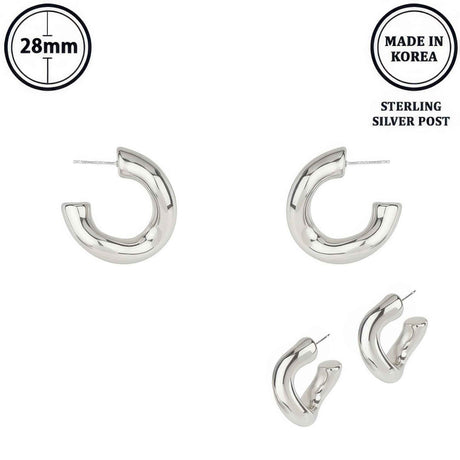 Flash-plated Tubed C-hoop Earrings