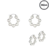 Flash-plated Beaded Ball Hoop Earrings