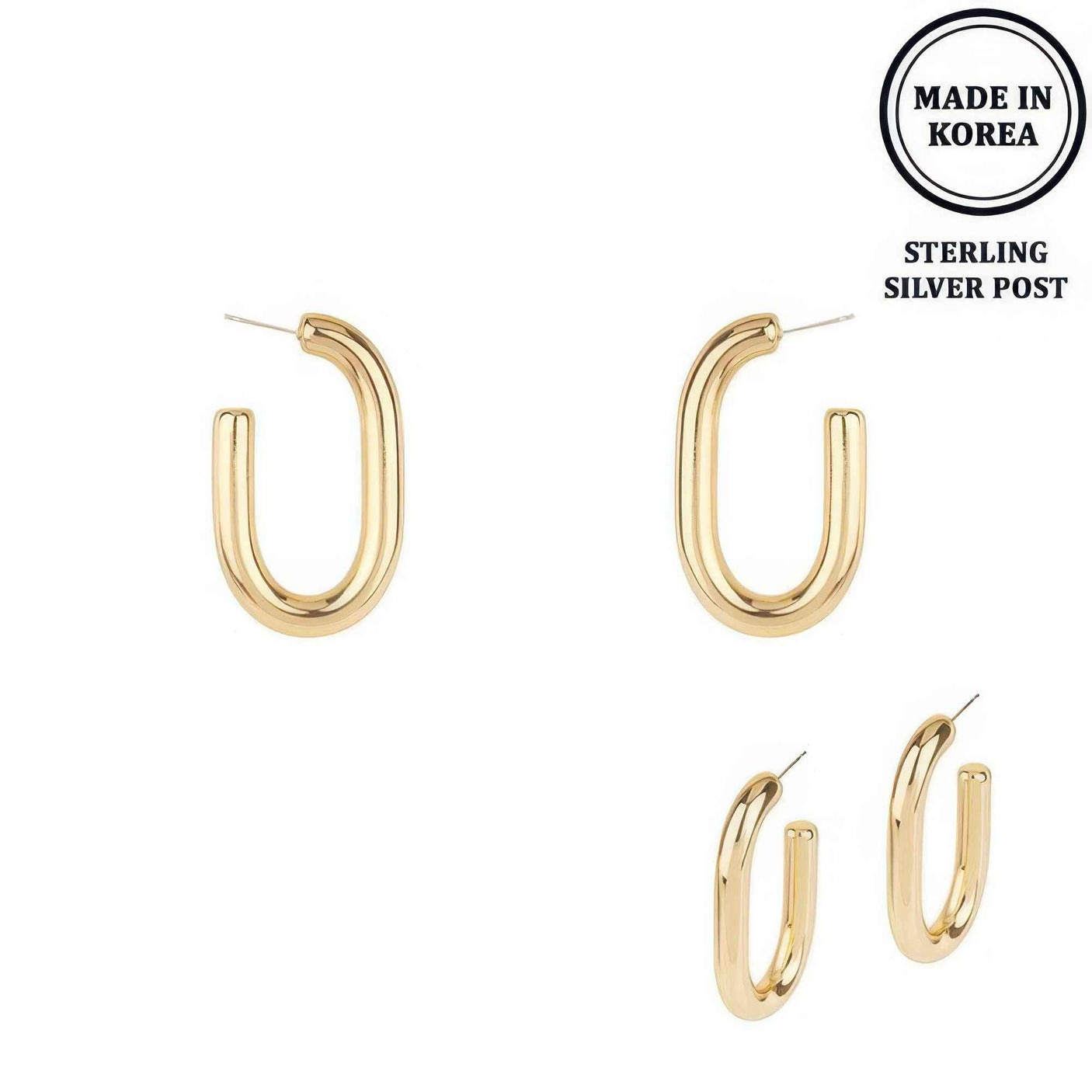 Flash-plated Oval Hoop Earrings