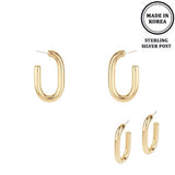 Flash-plated Oval Hoop Earrings