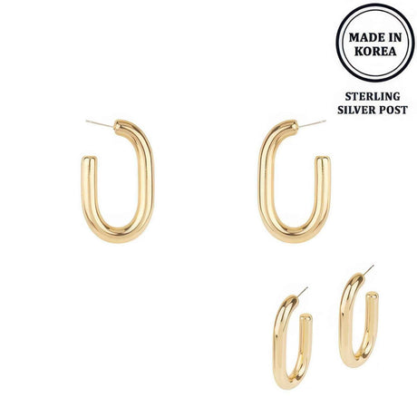 Flash-plated Oval Hoop Earrings